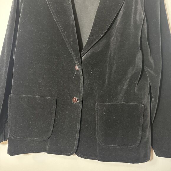 Vintage The Traveler by Connie Black Velvet Blazer Jacket Medium Lagenlook - Picture 3 of 9
